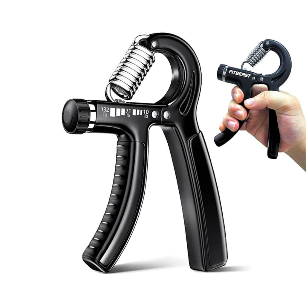 GripFlex Hand Strengthener with adjustable resistance for grip and forearm strength training.
