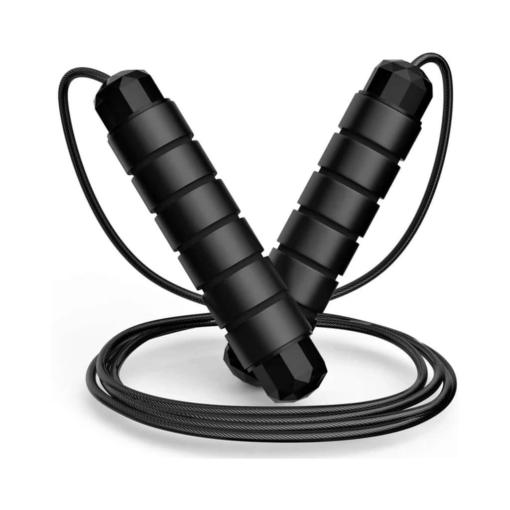 SwiftRope – High-Speed Jump Rope with ergonomic black handles and tangle-free steel cable for optimal cardio workouts.